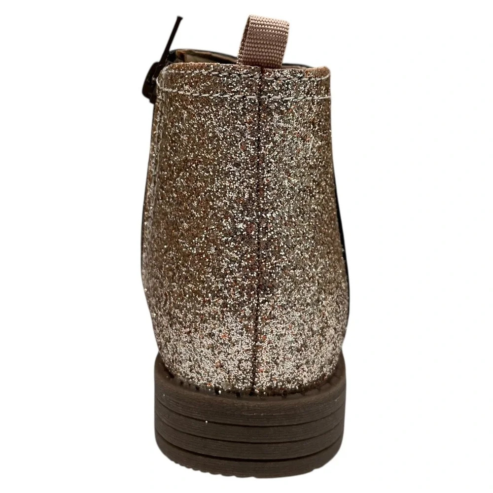 Carters Little Girl's Liana Ankle Boots Size 12 Taupe Glitter Accent Side Zip‎